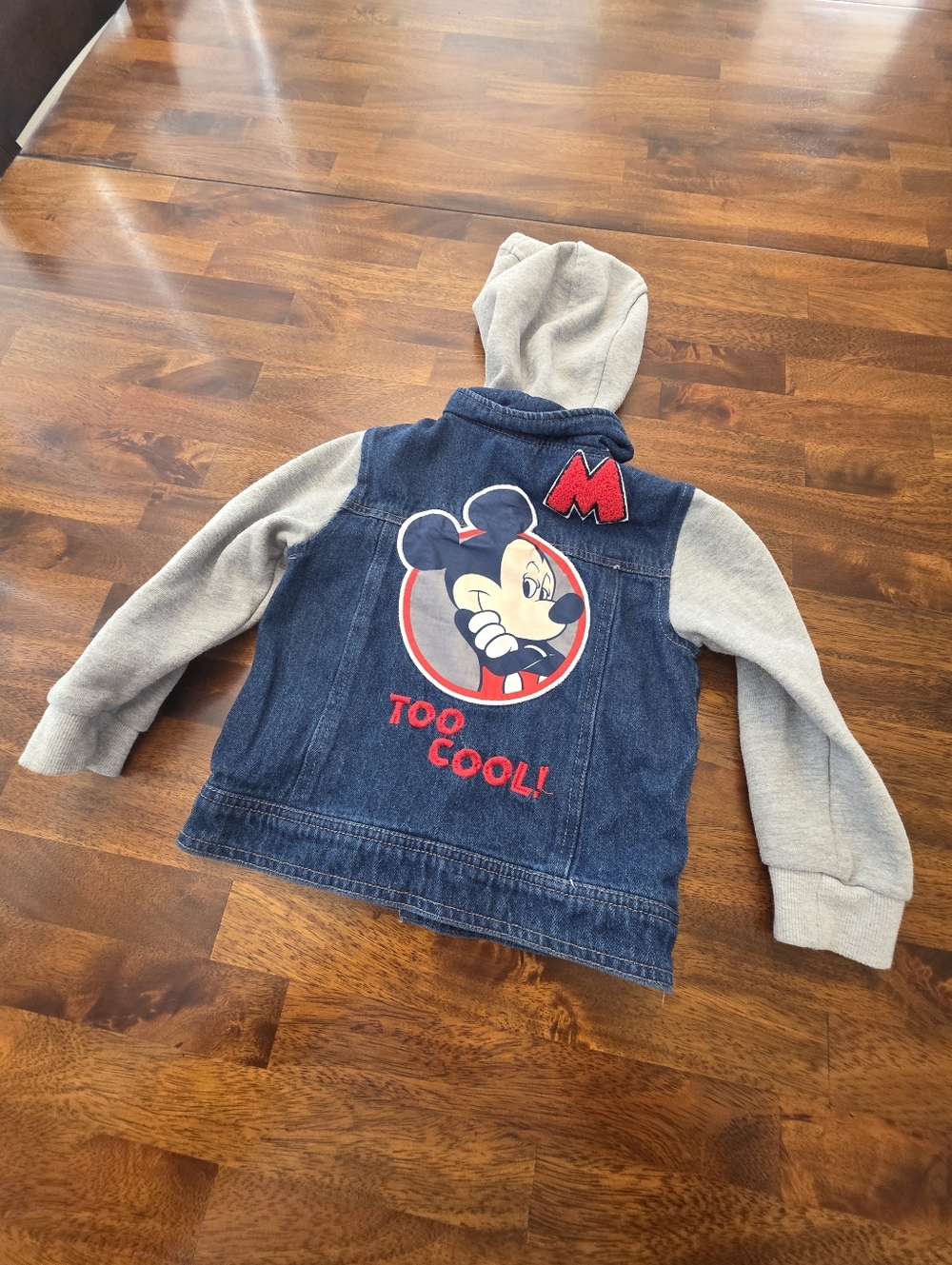 Disney Denim Hooded Jacket with Grey Sleeves and Red Accents 4T SKU 64